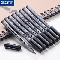 STA 9pcs/set Sketch Marker Pen Different Tip Sizes Black Pigment Liner Water Based brush Marker For Art Supplies Stationery