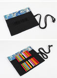 New 36/48/72Holes Pencil Bag Canvas Wrap Roll Up Pencil Case Student Stationery Supplies Pen Storage Bag Gift