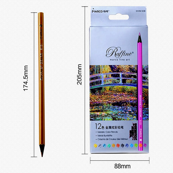 Marco Professional 6/12 Colors Metallic pencil Drawing Colored Pencil –  AOOKMIYA