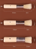 Mont Marte High Quality 3Pcs Wooden Stencil Brush Hog Bristle Brushes for Round Acrylic Watercolor Oil Painting Detail Brushes