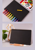 A4 black card notebook spiral wrap can tear DIY blank black paper hand-painted color lead sketchbook 80 pages of art supplies