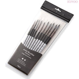 10Pcs Nylon Watercolor Painting Brush Grey Rod Paint Brushes Set Miniatures Painting Kit For Students Stationery Art Supplies