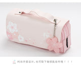 Kawaii Cherry PU Leather Capacity Pencil Case School Pencil Bag Holder Bag Pen Box For Sweet Flowers Girls Gift Pouch Stationery