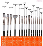 High quality New 15Pcs Paint brush Set silver Nylon hair Brush Includes Pop-Up Carrying Case For Acrylic Oil Watercolor Gouache