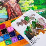 HIMI Gouache Paint Set, 24 Colors (30ml/Pc) Paint Set with Desktop Bucket,Unique Jelly Cup Design Non Toxic Paints for Artist