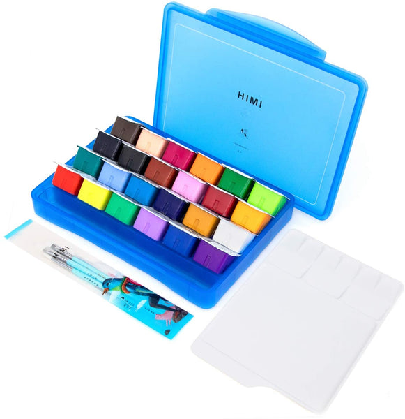 Miya Himi gouache 18 color set – unboxing, color swatching, and painting 