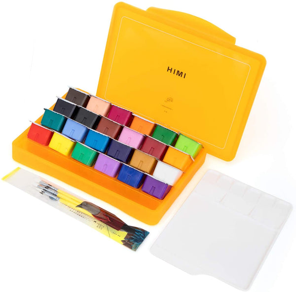 Miya HIMI Gouache Paint Set, 18 Colors x 30ml with a Palette & a Carrying  Case