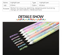 7 Colors ink Art Highlight pen Gel pen Colorful Learning Cute Pen Unisex Pen Gift For Kids Drawing Photo Album School Supplies