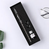 Vintage Crystal Glass Dip Pen Set Non-carbon Gold Ink Fountain Signature Calligraphy Pen Writing Tools Stationery Gift