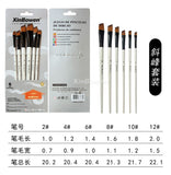 6pc Fine Nylon Hair Pearl White Wooden Handle Paint brush Oil Watercolor Paint Brushes for Acrylic Painting Drawing Art Supplies