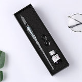 Vintage Crystal Glass Dip Pen Set Non-carbon Gold Ink Fountain Signature Calligraphy Pen Writing Tools Stationery Gift