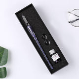 Vintage Crystal Glass Dip Pen Set Non-carbon Gold Ink Fountain Signature Calligraphy Pen Writing Tools Stationery Gift