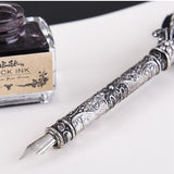 Vintage English Calligrap Feather Fountain Pen Holder Set Quill Dip Pen Black Ink Pen Set Birthday Gift Box 5 Nibs