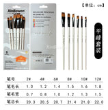 6pc Fine Nylon Hair Pearl White Wooden Handle Paint brush Oil Watercolor Paint Brushes for Acrylic Painting Drawing Art Supplies