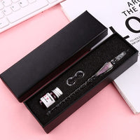 DINGYI Starry Sky Crystal Glass Fountain Pen Glitter Ink Dip Pen Set Signature Pen Gift Box Handmade Students Supplies