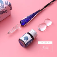 DINGYI Handmade Starry Sky Glass Dip Pen with Glitter Powder ink Pen For Writing Painting Fountain Pen Set Gift Box Art Supplies