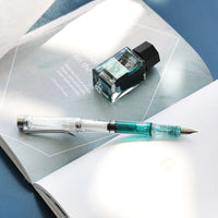 DINGYI Plastic Clean Transparent Fountain Pen 0.5/0.38mm/Curved Nib Art Writing Calligraph Piston Ink Pen School Office Supplies