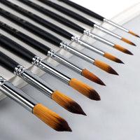 9pcs Artist Fine Long Handle Nylon Oil Watercolor Paint Brushes For Gouache Acrylic Painting Brush Pen Drawing Tool Art Supplies