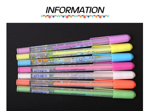 7 Colors ink Art Highlight pen Gel pen Colorful Learning Cute Pen