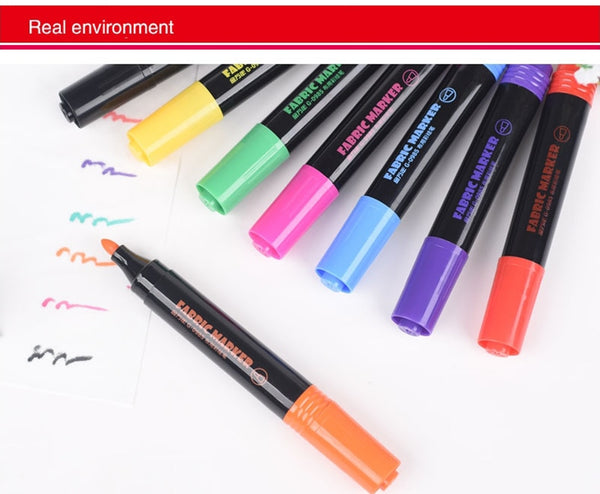 DIY 8Colors Fabric marker T-shirt Textile Cloth Drawing Pen Non-toxic –  AOOKMIYA