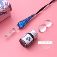 DINGYI Handmade Starry Sky Glass Dip Pen with Glitter Powder ink Pen For Writing Painting Fountain Pen Set Gift Box Art Supplies