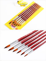 Maries 6Pcs Nylon Hair Detail Paint Brush Set Wooden Watercolor Brush Pen For Oil Painting Gouache Propylene Art Supplies