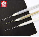 Sakura 0.8mm White Gold Silver Gel Pens Sketching Drawing Pen for Art Marker Design Comic Manga Painting Supplies