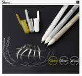 Sakura 0.8mm White Gold Silver Gel Pens Sketching Drawing Pen for Art Marker Design Comic Manga Painting Supplies