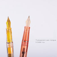 Clear Transparent Fountain Pen 0.5/0.38mm Nib Writing Calligraphy Ink Pen Student Stationery Gift School Office Supplies