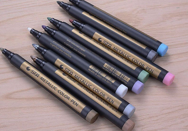 STA Metallic Marker Pens 10 Colors Stone Painting Medium Point