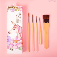 Professional 4Pcs Nylon Hair Round Paint Brushes add 1pcs horse hair Brushes for Artist Gouache Oil Watercolor Art Supplies