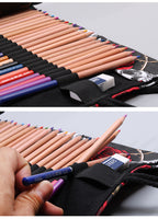 36/48/72 Holes Roll Colored Pencil Case Kawaii School Canvas Pen Bag for Girls Boys Cute Large Pencilcase Box Stationery