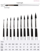 10Pcs Nylon Watercolor Painting Brush Grey Rod Paint Brushes Set Miniatures Painting Kit For Students Stationery Art Supplies