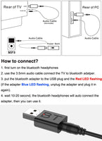 Bluetooth TV Headset, HiFi bluetooth Headphone Deep Bass Wireless TV Headphone with Transmitter Stick For TV Computer Phone