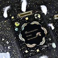 Creative laser starry sky folder A4 backing acrylic splint transparent feather clipboard bronzing folder school supplies