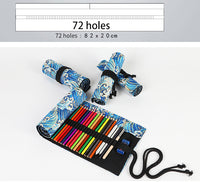 New 36/48/72Holes Pencil Bag Canvas Wrap Roll Up Pencil Case Student Stationery Supplies Pen Storage Bag Gift