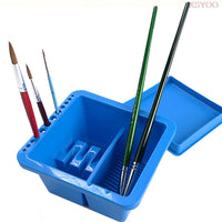 Mont Marte Brush Washing Bucket 12 Hole Multifunction Plastic Wash Pen Barrel Brush Washer Box Easy Cleaning Drying Art Supplies