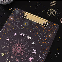 Creative laser starry sky folder A4 backing acrylic splint transparent feather clipboard bronzing folder school supplies