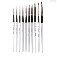 10Pcs Nylon Watercolor Painting Brush Grey Rod Paint Brushes Set Miniatures Painting Kit For Students Stationery Art Supplies