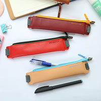 Mini 6 Colors Pu Leather Pencil Bag Elastic Buckle Pencil Case Easy Carrying Pen Bag For Book Notebook Students Art Supplies