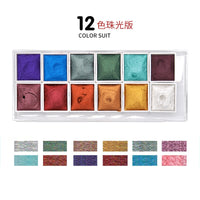 XSYOO 12/36/48 COLORS Solid Pearlescent Water Color Pigment Paints Set Glitter Watercolor Metallic Pigment Art Supplies