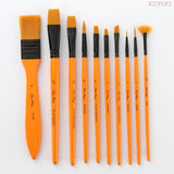 Professional 10Pcs Paint Brushes Set Add Carrying Case Nylon Hair Brush for Artists Acrylic Oil Watercolor Gouache Art Supplies