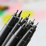 STA 9pcs/set Sketch Marker Pen Different Tip Sizes Black Pigment Liner Water Based brush Marker For Art Supplies Stationery