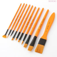 Professional 10Pcs Paint Brushes Set Add Carrying Case Nylon Hair Brush for Artists Acrylic Oil Watercolor Gouache Art Supplies