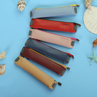 Mini 6 Colors Pu Leather Pencil Bag Elastic Buckle Pencil Case Easy Carrying Pen Bag For Book Notebook Students Art Supplies