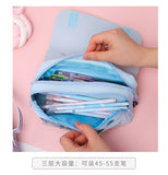 Kawaii Cherry PU Leather Capacity Pencil Case School Pencil Bag Holder Bag Pen Box For Sweet Flowers Girls Gift Pouch Stationery