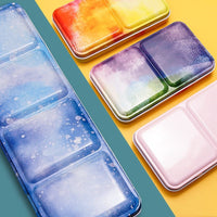 24/48 Grids Starry Empty Palette Painting Storage Iron Tins Paint Tray Box with Half Pans For Watercolor/Oil/ Acrylic Paints