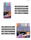 GN 6/12/18/24Colors Acrylic Paint Marker Pen 0.7-2.0Tips Metallic Marker Pens For Ceramic Rock Glass Porcelain Permanent Markers