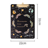 Creative laser starry sky folder A4 backing acrylic splint transparent feather clipboard bronzing folder school supplies