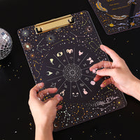 Creative laser starry sky folder A4 backing acrylic splint transparent feather clipboard bronzing folder school supplies